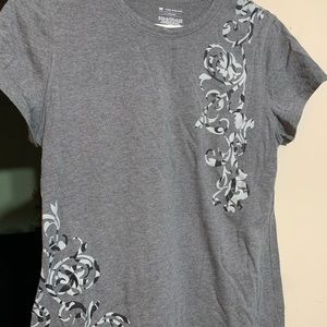 Tek Gear (Kohls), Large Short Sleeve Shirt, Grey with Silver and Black